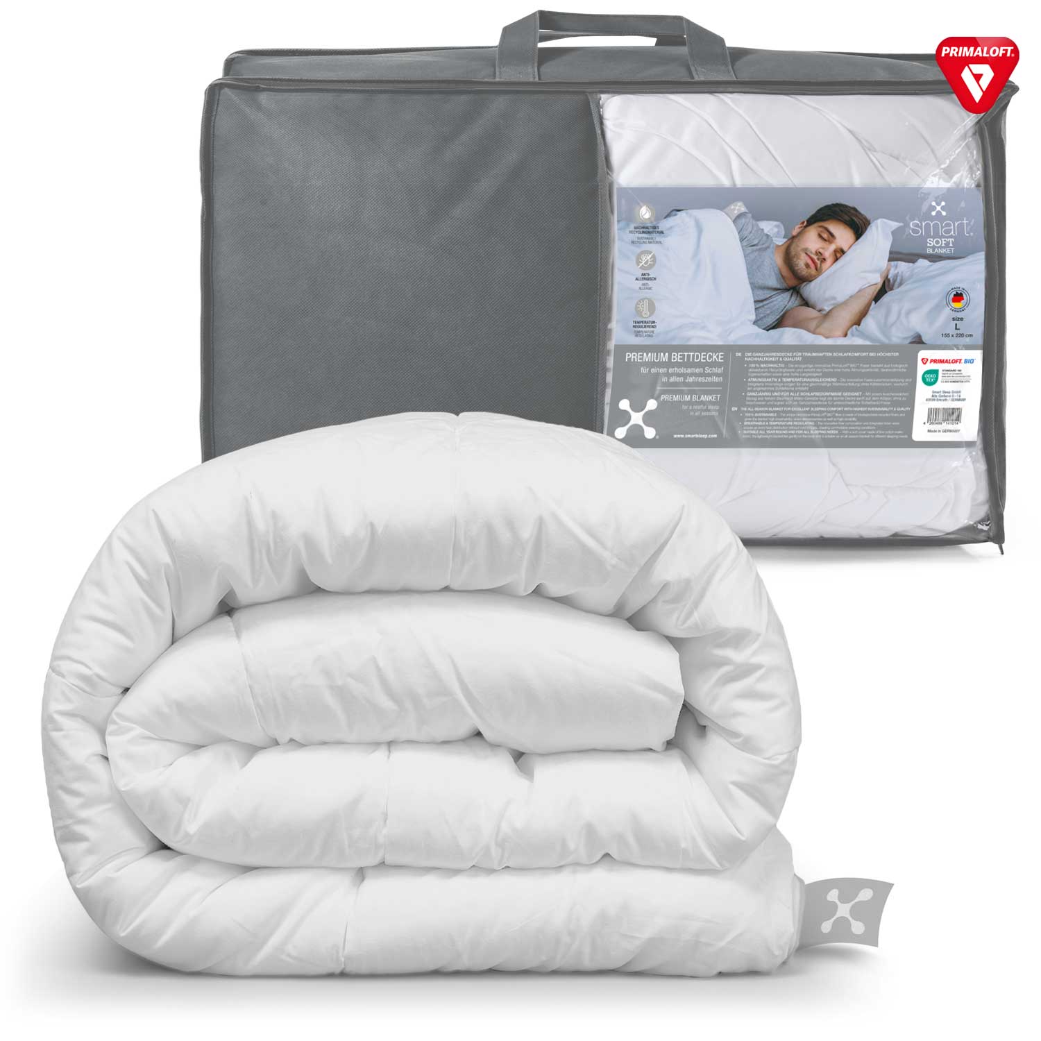 smart® Soft Blanket, weiche nachhaltige Ganzjahres Bett-Decke mit PrimaLoft Bio Füllung aus biologisch abbaubaren Recyclingfasern für ein besseres Schlafklima und hohen Schlaf-Komfort