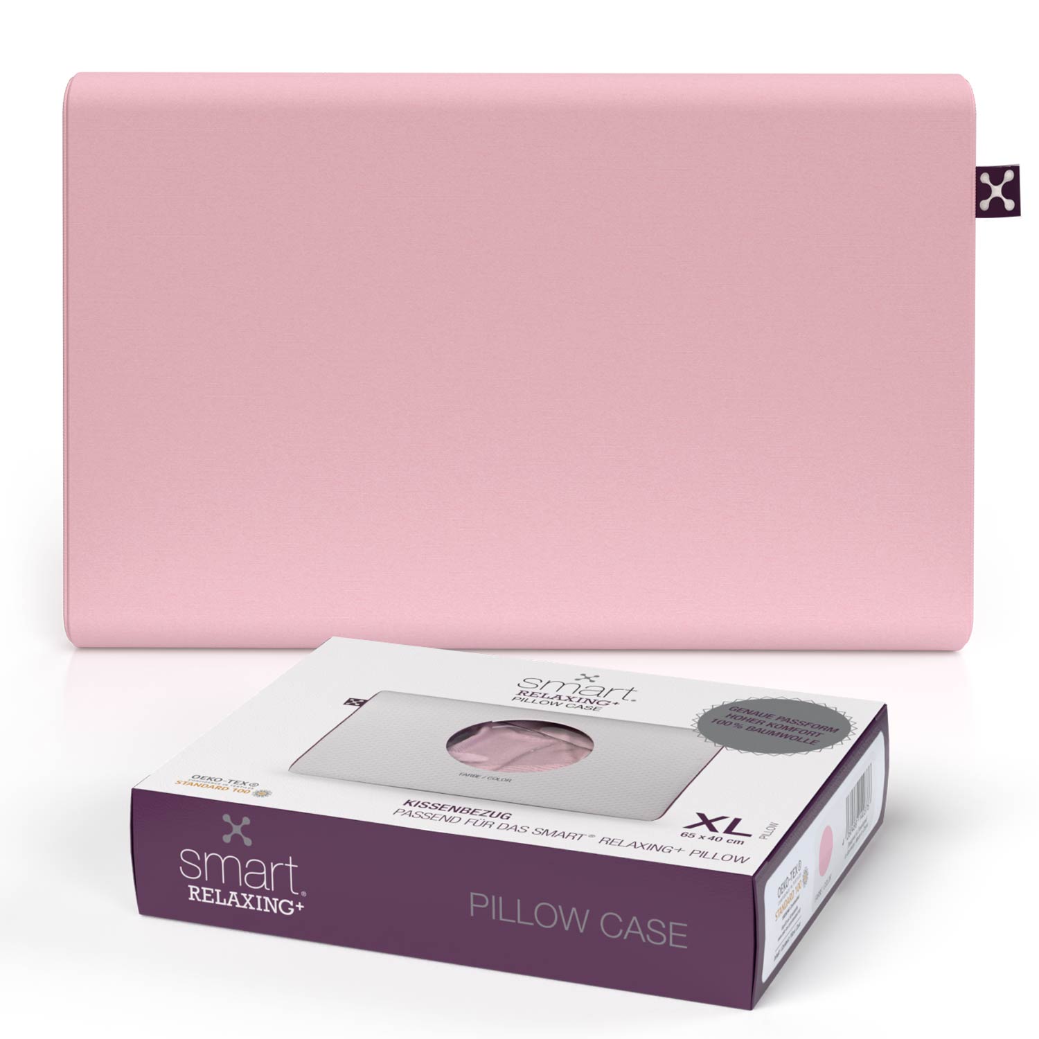 Rosa Kissenbezug aus Baumwolle passgenau für das ergonomische Kopfkissen smart® Relaxing+ Pillow