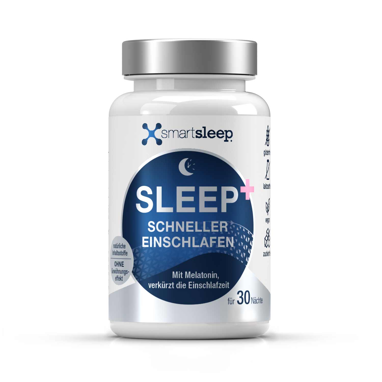 Dose smartsleep® SLEEP + Einschlafkapseln, natürlich wirkende Einschlafkapseln zur Verkürzung der Einschlafzeit. Mit dem Schlafhormon Melatonin, Ashwagandhawurzel (Schlafbeere), Passionsblume, Melissen-Extrakt und Magnesium. Packung mit 30 Kapseln für 30 Nächte schnelleres Einschlafen ohne Gewöhnungseffekt.