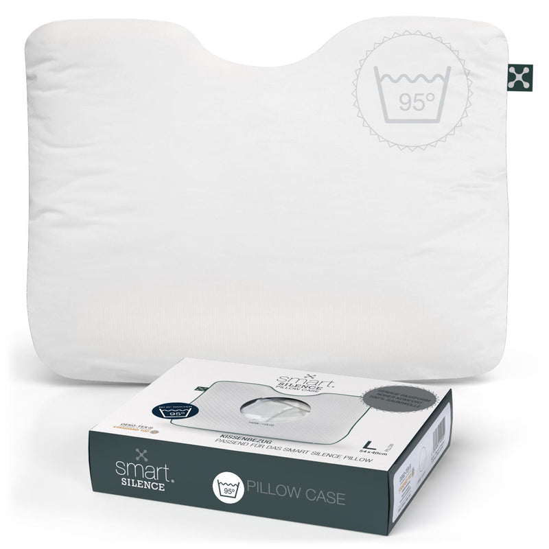 smart® Silence Pillow Case, weicher Kissenbezug aus Baumwolle passgenau für das Anti-Schnarch-Kopfkissen smart® Silence Pillow in der Farbe Weiß 95 Grad Waschbar mit Hotelverschluss