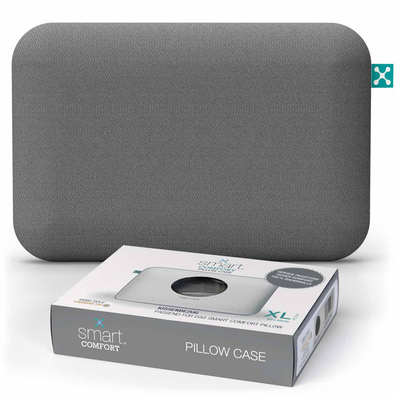 smart® Comfort Pillow Case, weicher Kissenbezug aus Baumwolle passgenau für das große Komfort-Kopfkissen smart® Comfort Pillow in der Farbe Grau