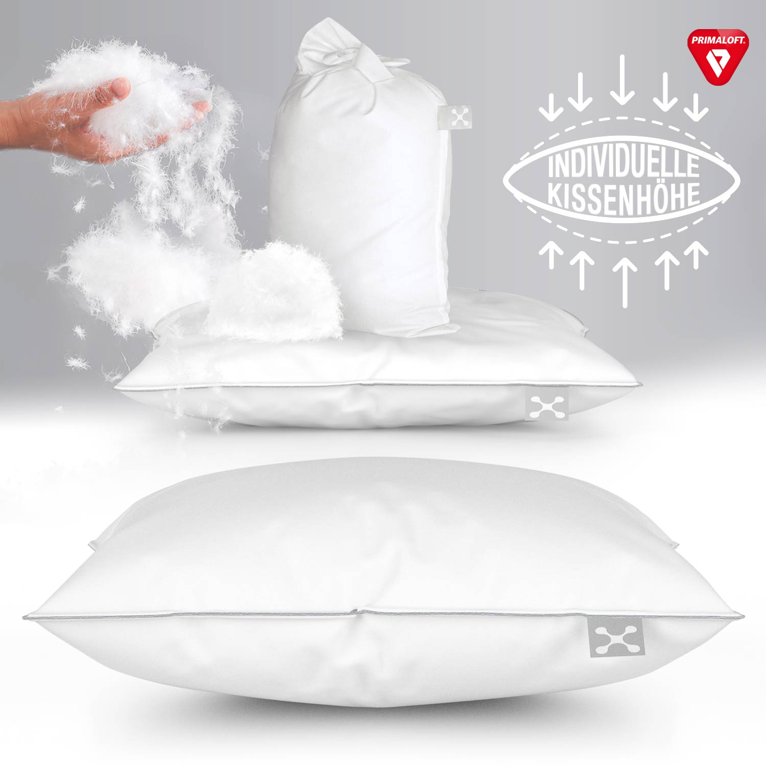 Nachfüll-Beutel für smart® SOFT PILLOW mit 300g Füllmaterial Primaloft Bio Faser für die individuelle Anpassung der Kissenhöhe und Stützkraft durch die Füllmenge